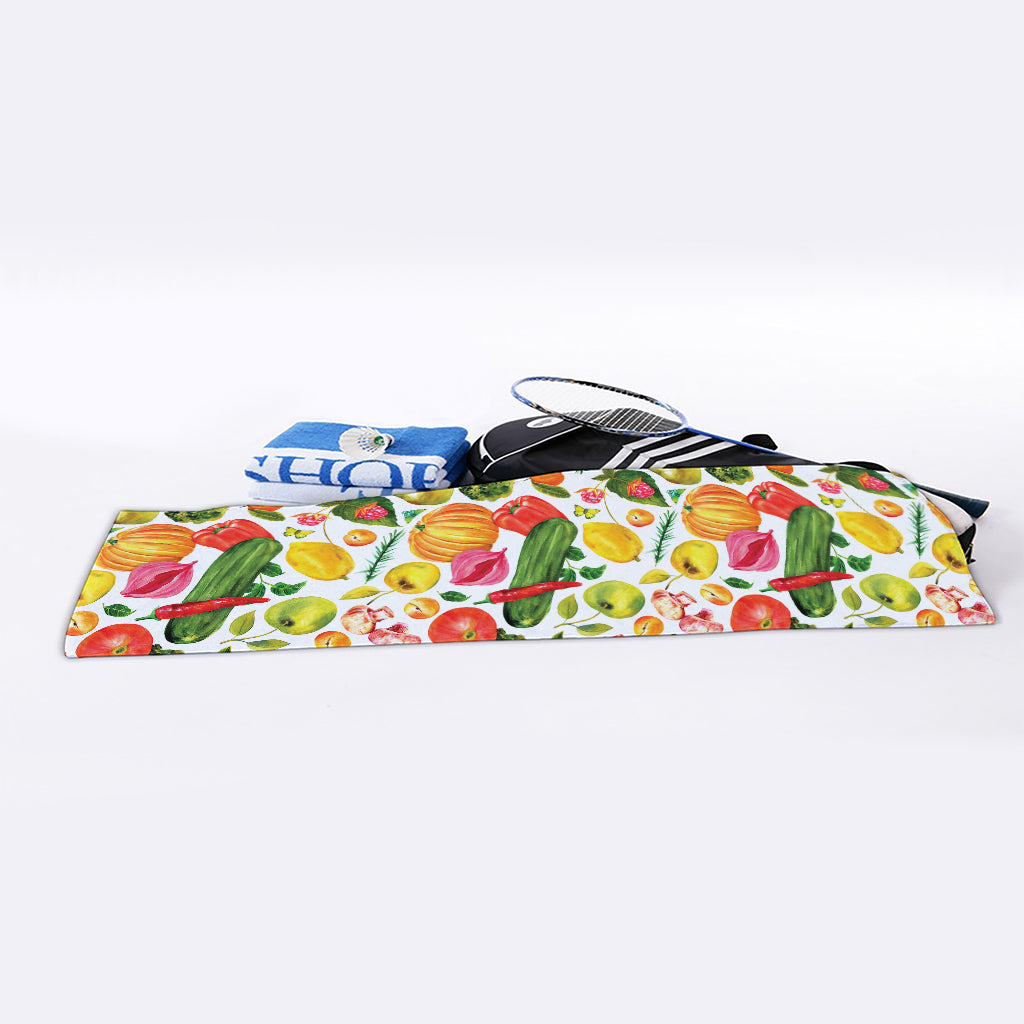 Vegan Fruits And Vegetables Print Sports Towel