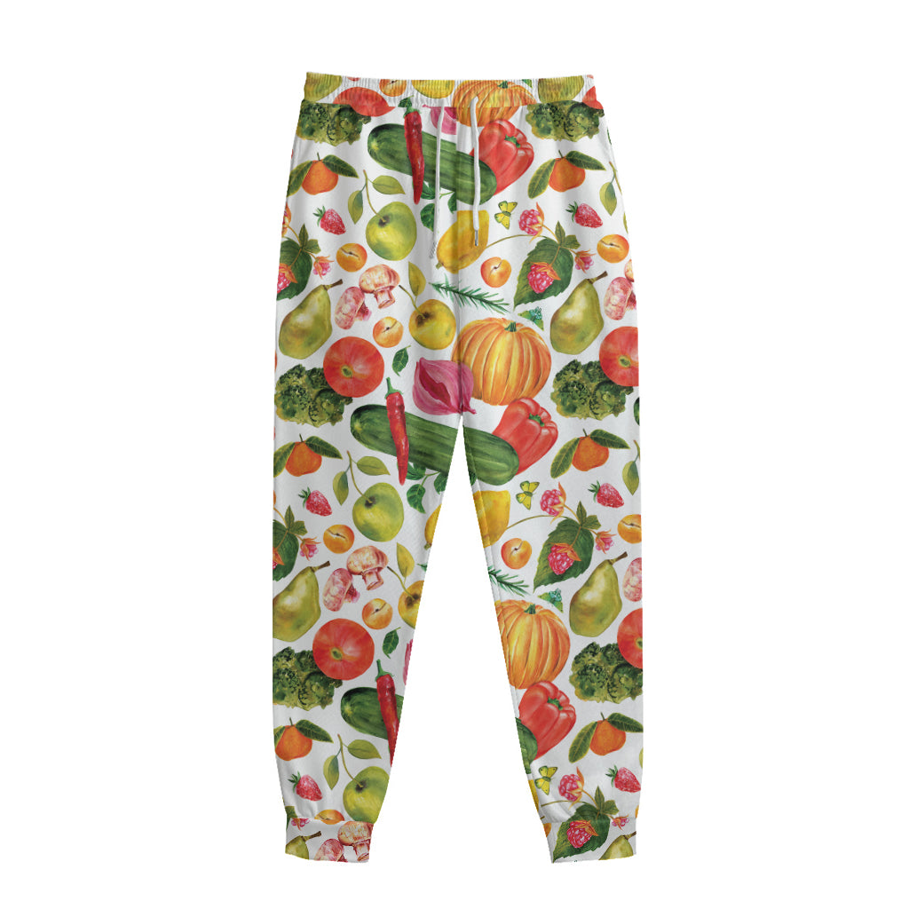 Vegan Fruits And Vegetables Print Sweatpants