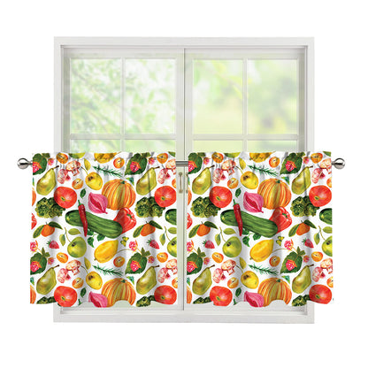 Vegan Fruits And Vegetables Print Tier Curtains