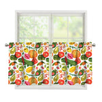 Vegan Fruits And Vegetables Print Tier Curtains