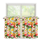 Vegan Fruits And Vegetables Print Tier Curtains