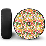 Vegan Fruits And Vegetables Print Tire Cover With Camera Hole