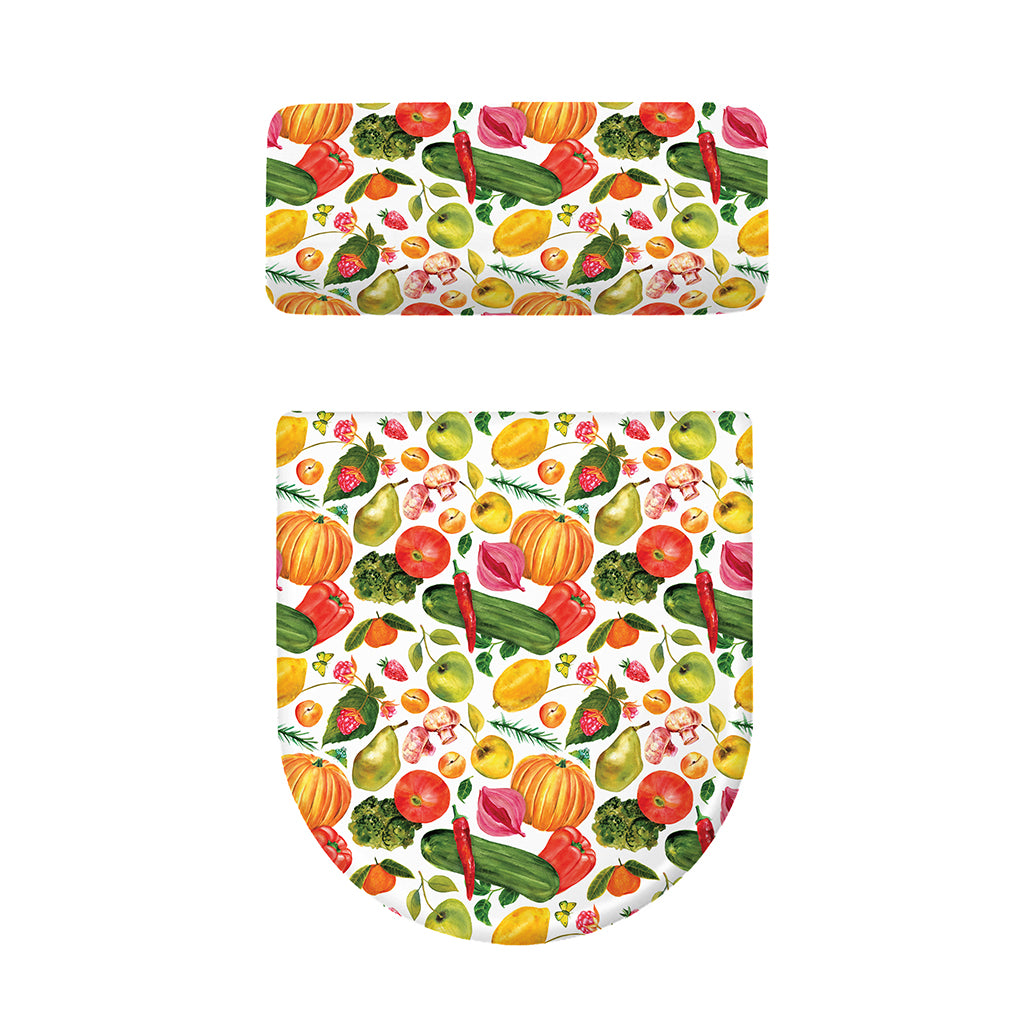 Vegan Fruits And Vegetables Print Toilet Lid And Tank Cover Set