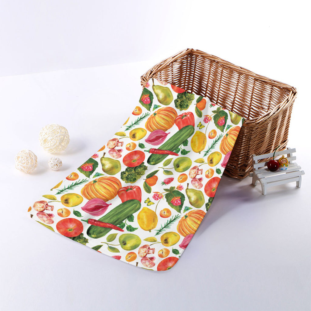 Vegan Fruits And Vegetables Print Towel