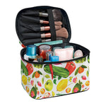 Vegan Fruits And Vegetables Print Travel Makeup Bag