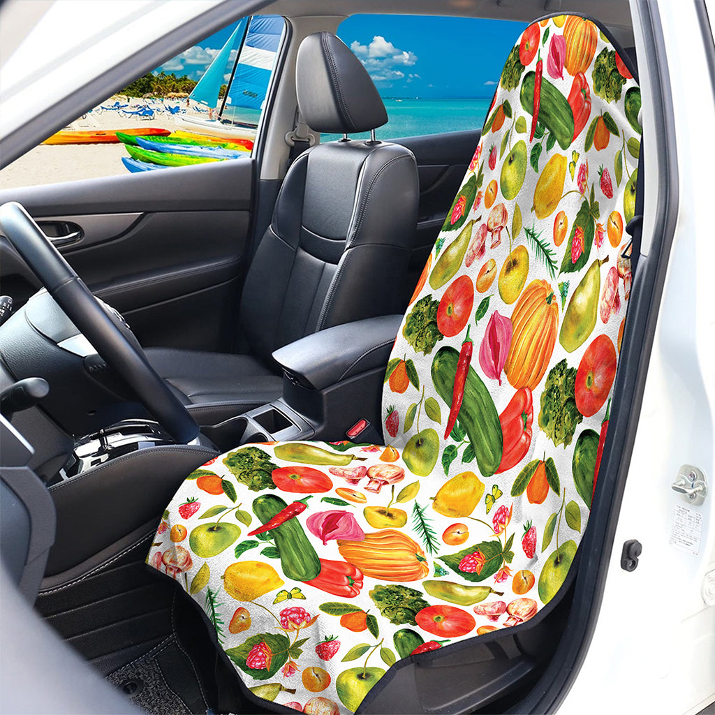 Vegan Fruits And Vegetables Print Waterproof Car Seat Cover