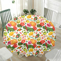 Vegan Fruits And Vegetables Print Waterproof Round Tablecloth