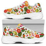 Vegan Fruits And Vegetables Print White Chunky Shoes
