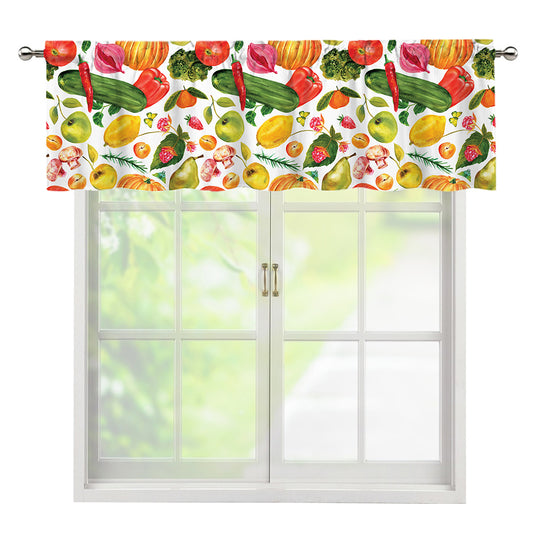 Vegan Fruits And Vegetables Print Window Valance