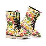 Vegan Fruits And Vegetables Print Winter Boots