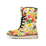 Vegan Fruits And Vegetables Print Winter Boots