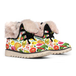 Vegan Fruits And Vegetables Print Winter Boots