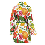Vegan Fruits And Vegetables Print Women's Bathrobe