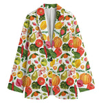 Vegan Fruits And Vegetables Print Women's Blazer