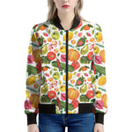 Vegan Fruits And Vegetables Print Women's Bomber Jacket