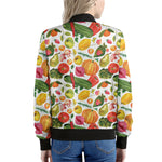 Vegan Fruits And Vegetables Print Women's Bomber Jacket