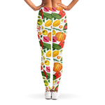 Vegan Fruits And Vegetables Print Women's Leggings