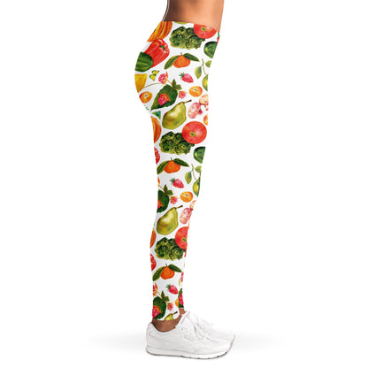 Vegan Fruits And Vegetables Print Women's Leggings