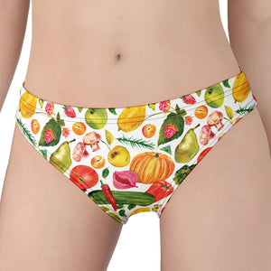 Vegan Fruits And Vegetables Print Women's Panties