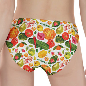 Vegan Fruits And Vegetables Print Women's Panties