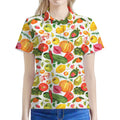 Vegan Fruits And Vegetables Print Women's Polo Shirt