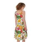 Vegan Fruits And Vegetables Print Women's Sleeveless Dress