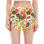 Vegan Fruits And Vegetables Print Women's Split Running Shorts