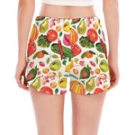 Vegan Fruits And Vegetables Print Women's Split Running Shorts