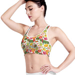 Vegan Fruits And Vegetables Print Women's Sports Bra