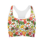 Vegan Fruits And Vegetables Print Women's Sports Bra