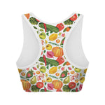 Vegan Fruits And Vegetables Print Women's Sports Bra
