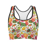 Vegan Fruits And Vegetables Print Women's Sports Bra