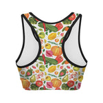 Vegan Fruits And Vegetables Print Women's Sports Bra