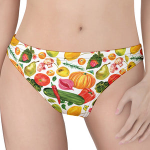 Vegan Fruits And Vegetables Print Women's Thong