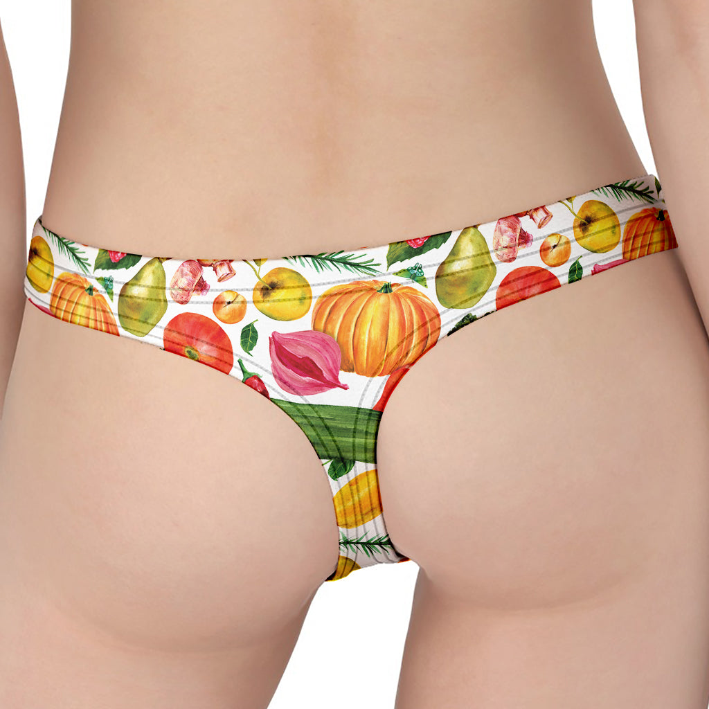 Vegan Fruits And Vegetables Print Women's Thong