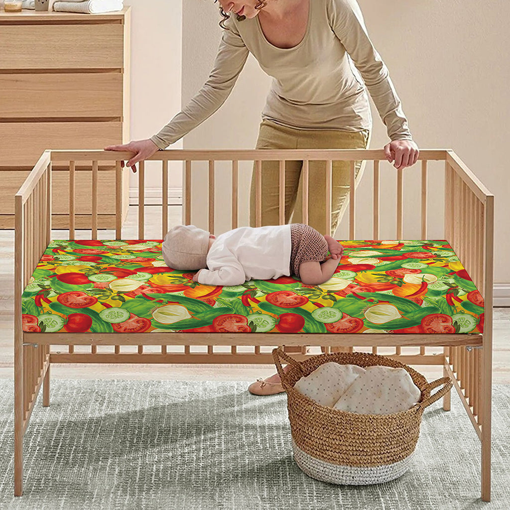 Vegan Pattern Print Baby Crib Sheet