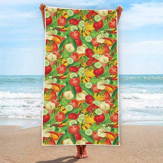 Vegan Pattern Print Beach Towel