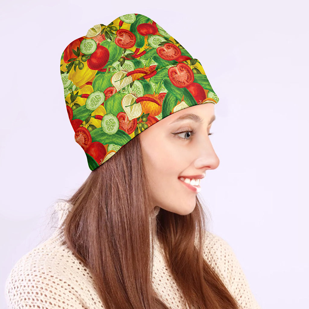 Vegan Pattern Print Beanie
