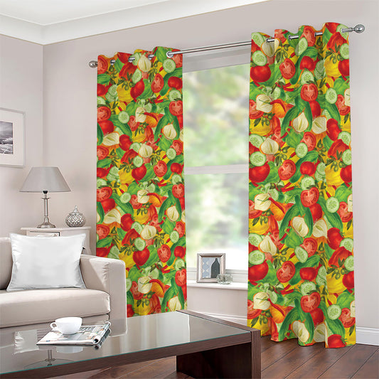 Vegan Pattern Print Blackout Grommet Curtains