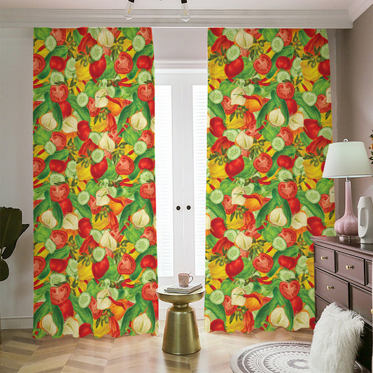 Vegan Pattern Print Blackout Pencil Pleat Curtains