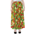 Vegan Pattern Print Chiffon Maxi Skirt