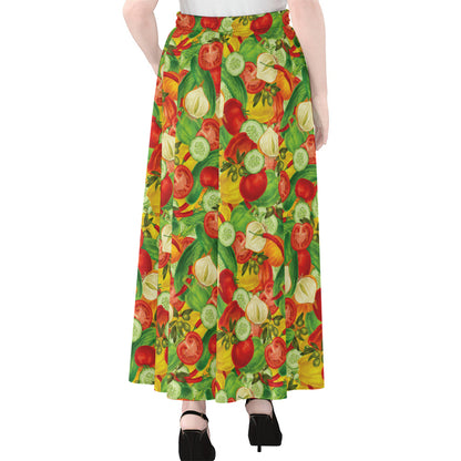 Vegan Pattern Print Chiffon Maxi Skirt