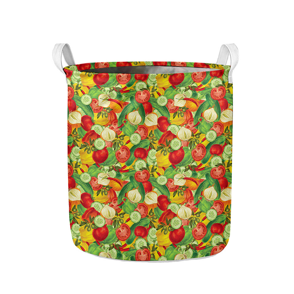 Vegan Pattern Print Collapsible Laundry Basket
