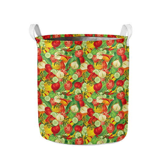 Vegan Pattern Print Collapsible Laundry Basket