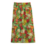 Vegan Pattern Print Cotton Front Slit Maxi Skirt