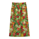 Vegan Pattern Print Cotton Front Slit Maxi Skirt