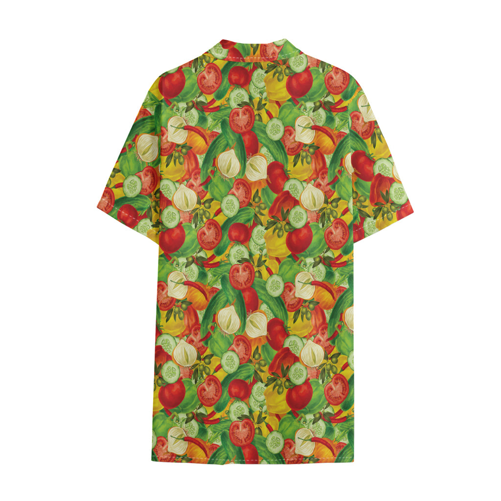 Vegan Pattern Print Cotton Hawaiian Shirt