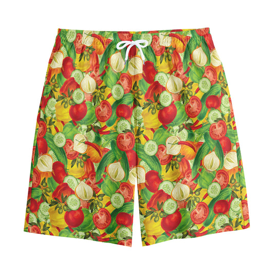 Vegan Pattern Print Cotton Shorts
