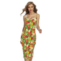 Vegan Pattern Print Cross Back Cami Dress