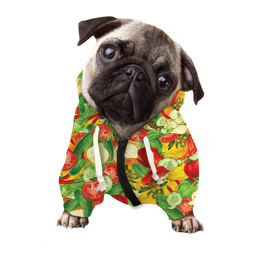 Vegan Pattern Print Dog Zip Up Hoodie